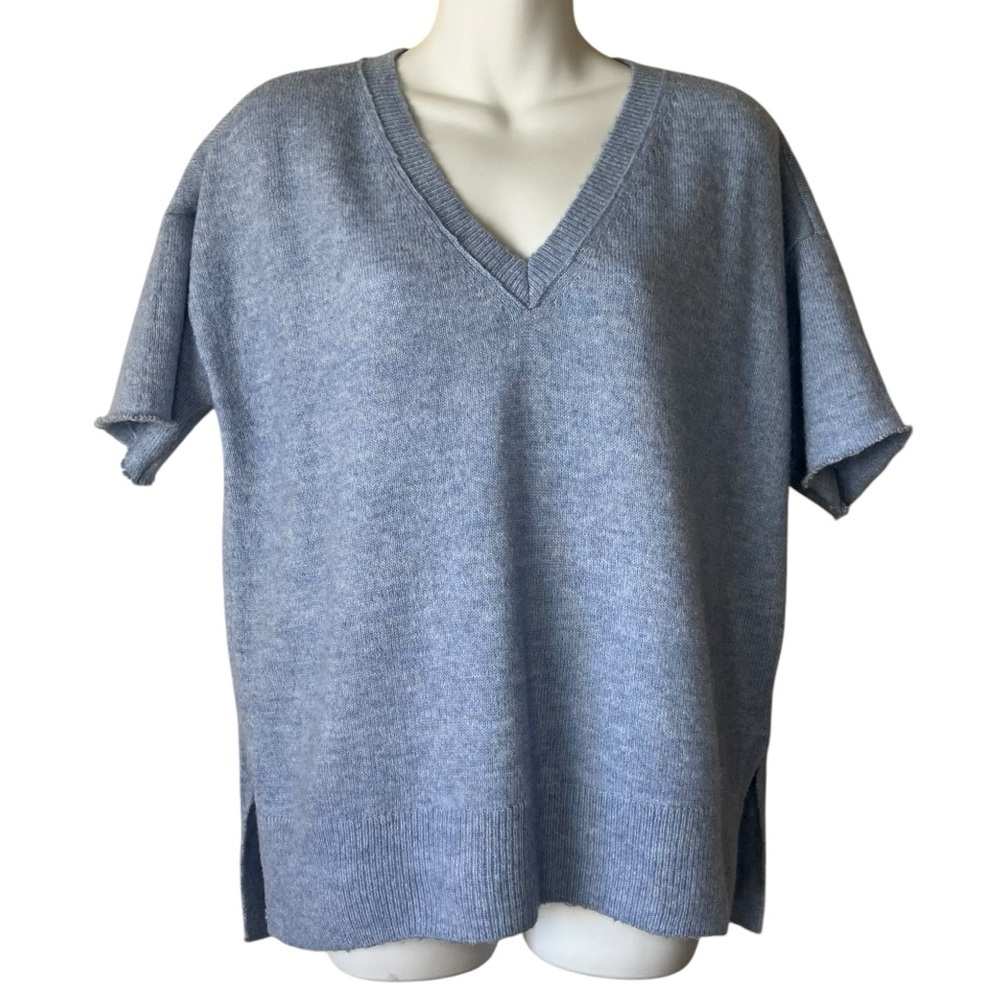 Lucky Brand short-sleeve v-neck blue sweater size S